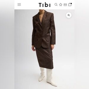 Tibi Eco Nylon Max Blazer Brown - size 8